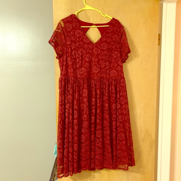 torrid Dresses & Skirts - RED LACE T-SHIRT SKATER DRESS torrid Dresses & Skirts - RED LACE T-SHIRT SKATER DRESS
